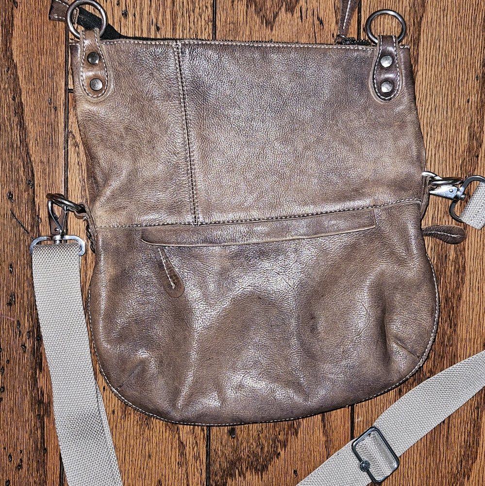 Bed Stu Tahiti Leather Crossbody Handbag Bag Taupe Rustic Retail $260